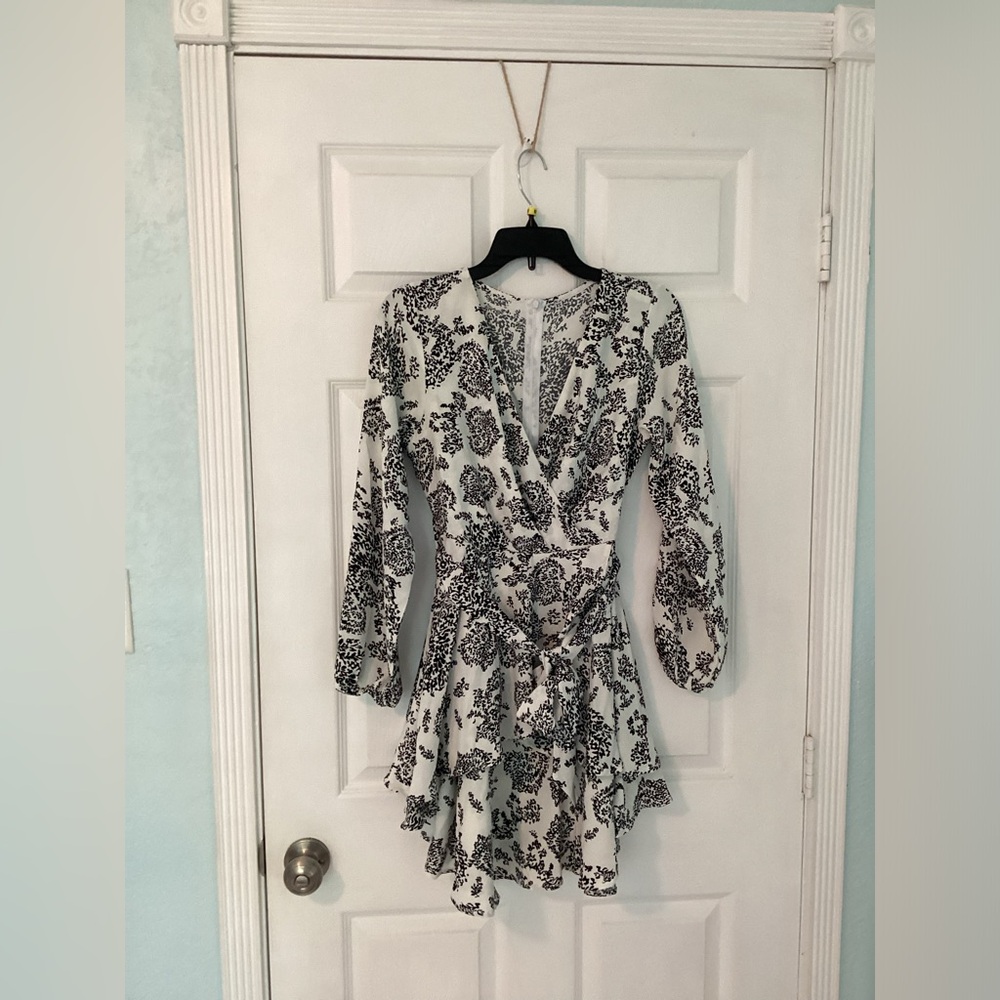 Woman’s black and white dress